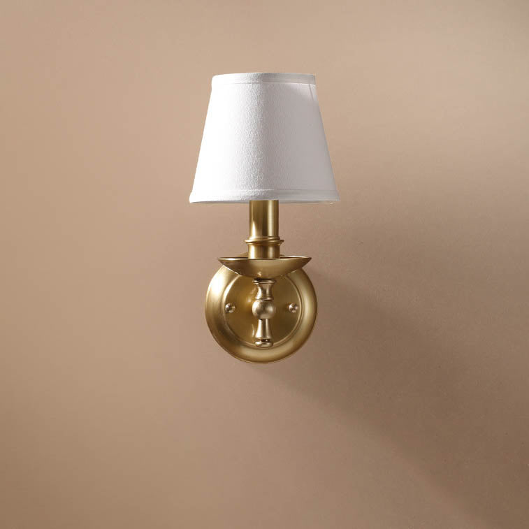 Trapezoidal Copper Fabric 1-Light Wall Sconce Lamp