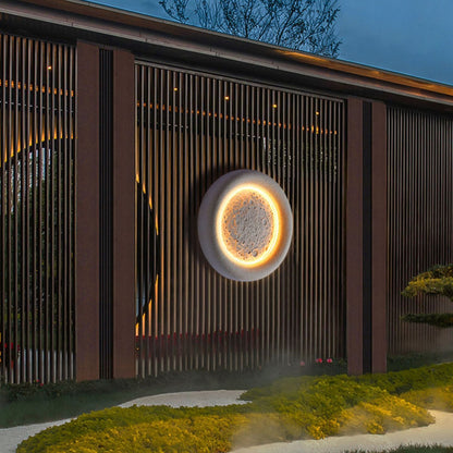 Chinese Moon Texture Shade LED Waterproof Wall Sconce Lamp