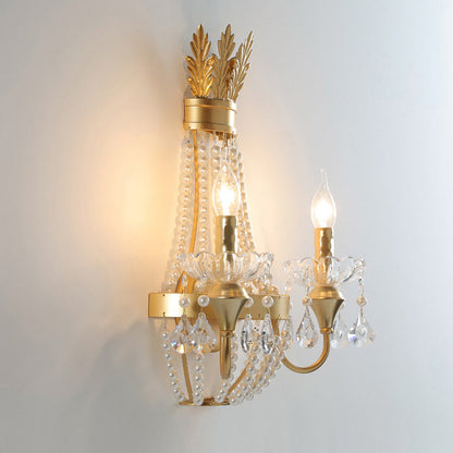 Half Tassel Crystal Iron Pearl 2-Light Wall Sconce Lamp