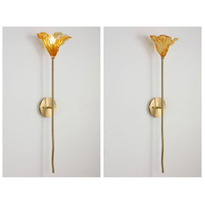 Chinese Lotus Glass Lamp Design 1-Light Wall Sconce Lamp