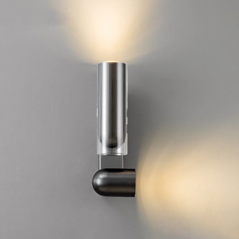 Cylinder Rotatable Iron Glass 2-Light Wall Sconce Lamp