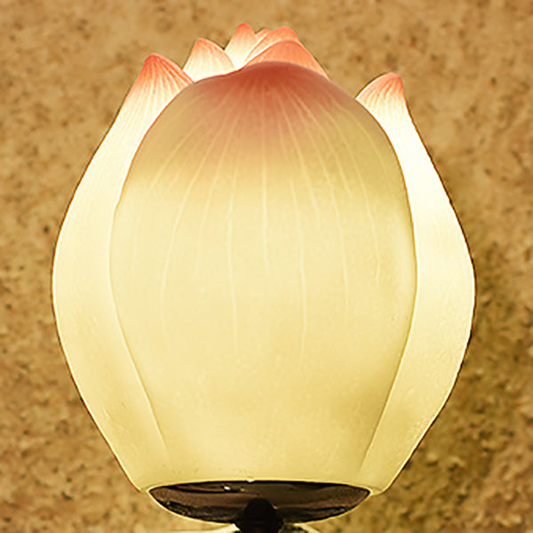 Chinese Lotus Flower Hardware 1-Light Wall Sconce Lamp