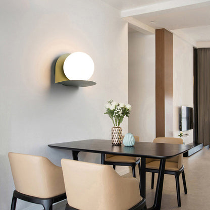 Scandinavian Macaron Glass Ball 1-Light Wall Sconce Lamp