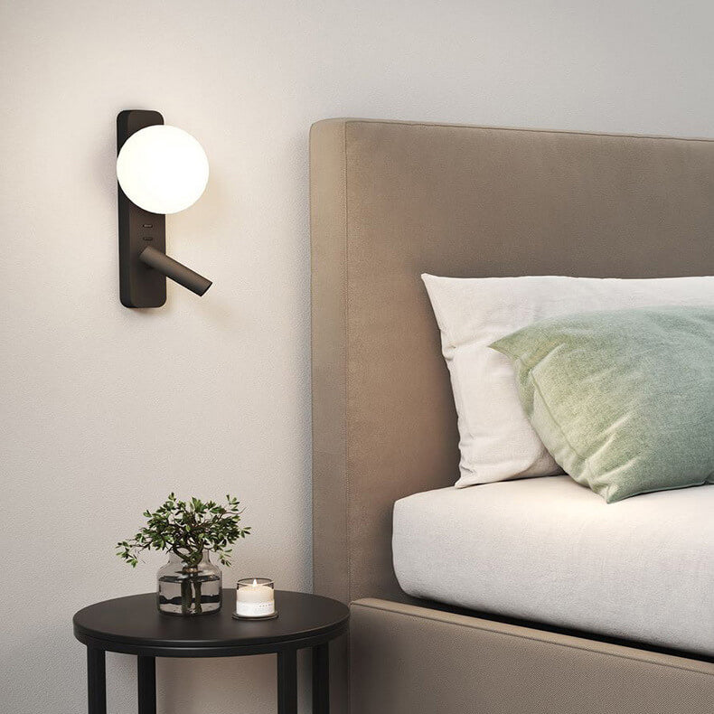 Glass Sphere LED Spotlight Reading Wall Sconce Lamp