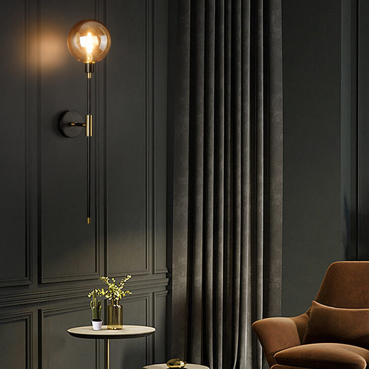 Light Magic Bean Glass Long Arm 1-Light Wall Sconce Lamp