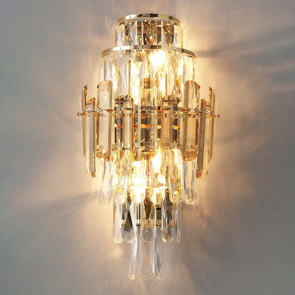 Tiered Prismatic Dazzling Crystal 4-Light Wall Sconce Lamp