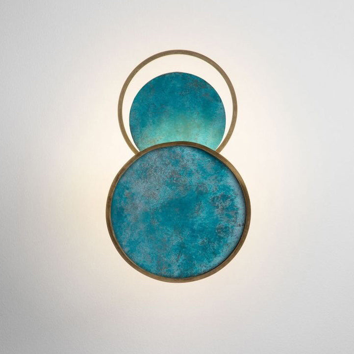Traditional Chinese Circle Iron Glass LED Wall Sconce Lamp