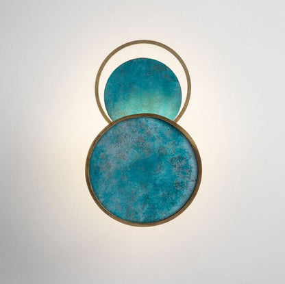 Traditional Chinese Circle Iron Glass LED Wall Sconce Lamp