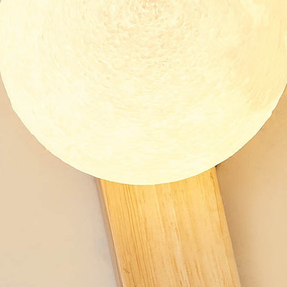 Simplicity Round Ball Rubberwood PE LED Wall Sconce Lamp