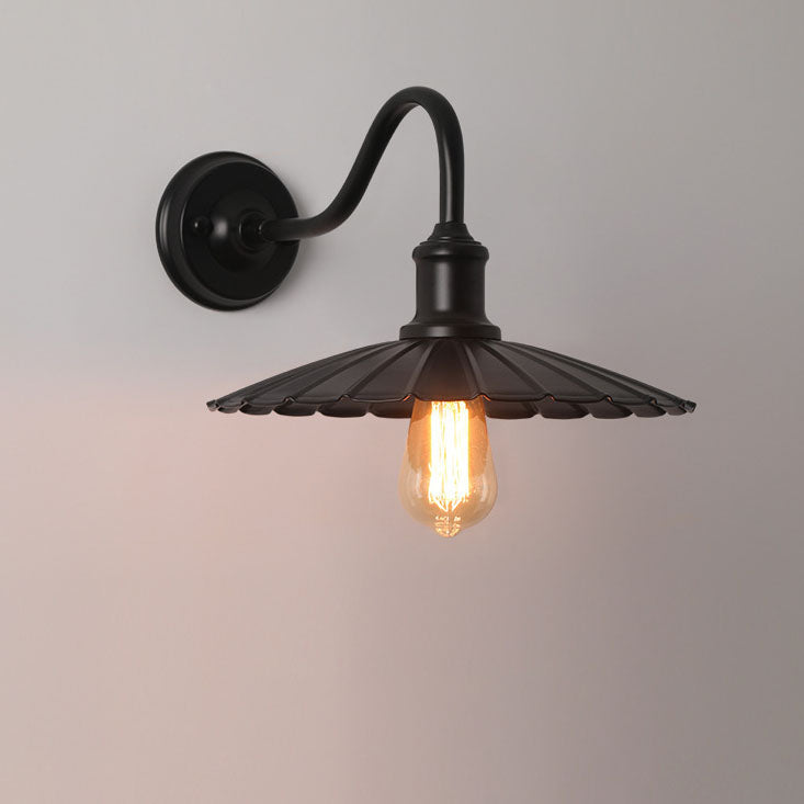 Waterproof Pleated Petal Iron 1-Light Wall Sconce Lamp