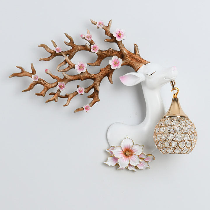 Resin Antler Crystal Ball Shade 1-Light Wall Sconce Lamp