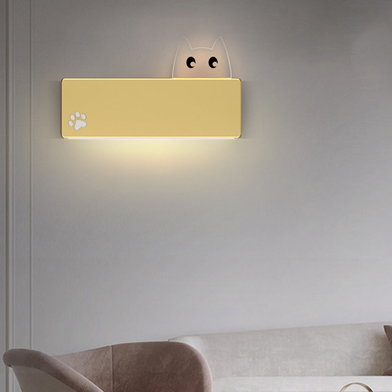 Simplicity Animal Cat Rectangular Iron LED Wall Sconce Lamp