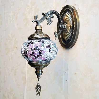 European Exotic Cracked Glass 1-Light Wall Sconce Lamp