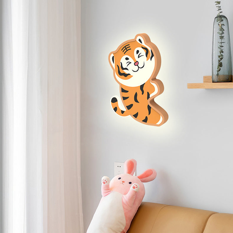 Cartoon Tiger Acrylic Design Iron LED Wall Sconce Lamp