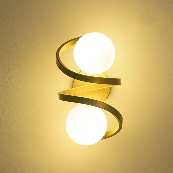 Minimalist Round Ball Iron Glass 2-Light Wall Sconce Lamp