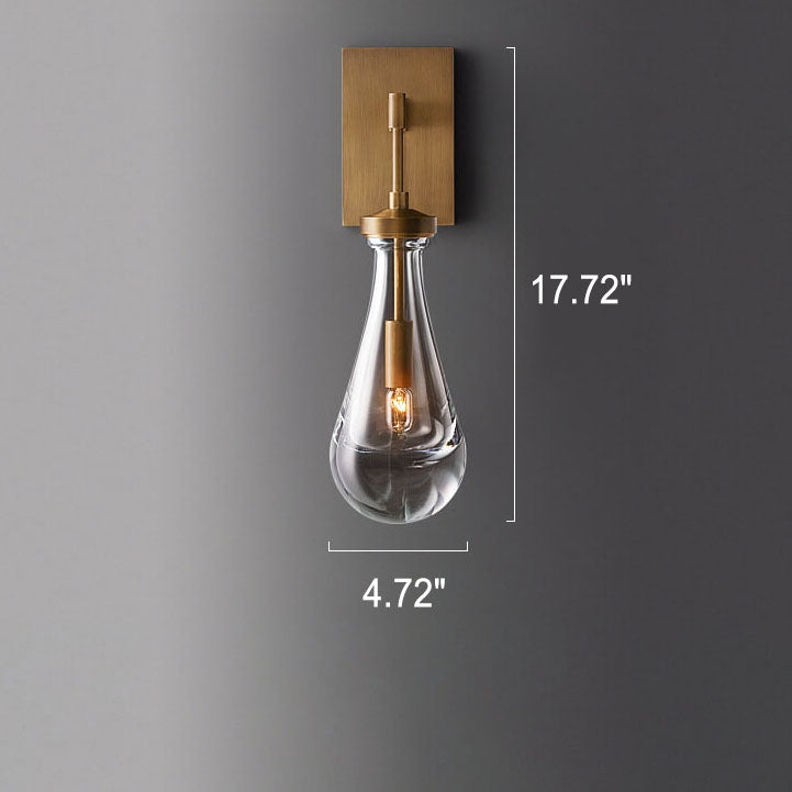Teardrop Full Copper Crystal 1-Light Wall Sconce Lamp