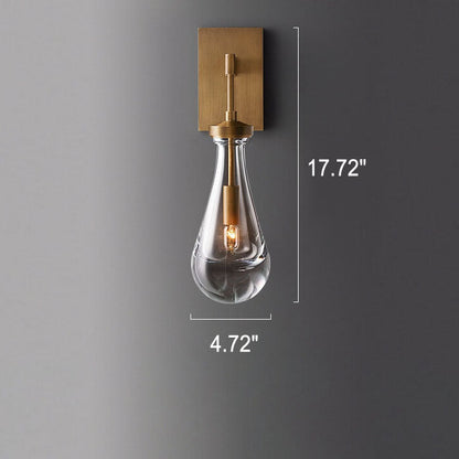 Teardrop Full Copper Crystal 1-Light Wall Sconce Lamp
