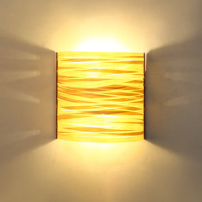 Japanese Wood Veneer Arch 1-Light Wall Sconce Lamp