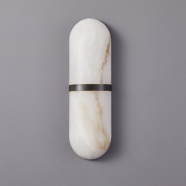Chinese Marble Copper Cylinder LED Wall Sconce Lamp