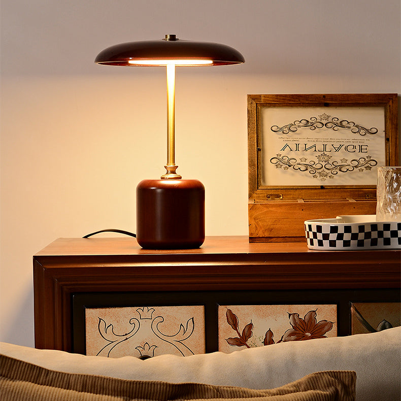 Contemporary Brass Wood Table Lamp