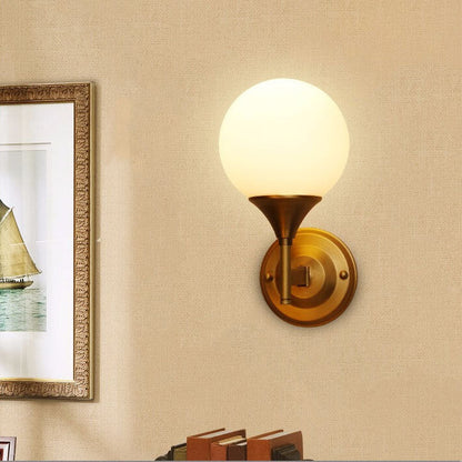Pure Orb Copper Frosted Glass 1-Light Wall Sconce Lamp