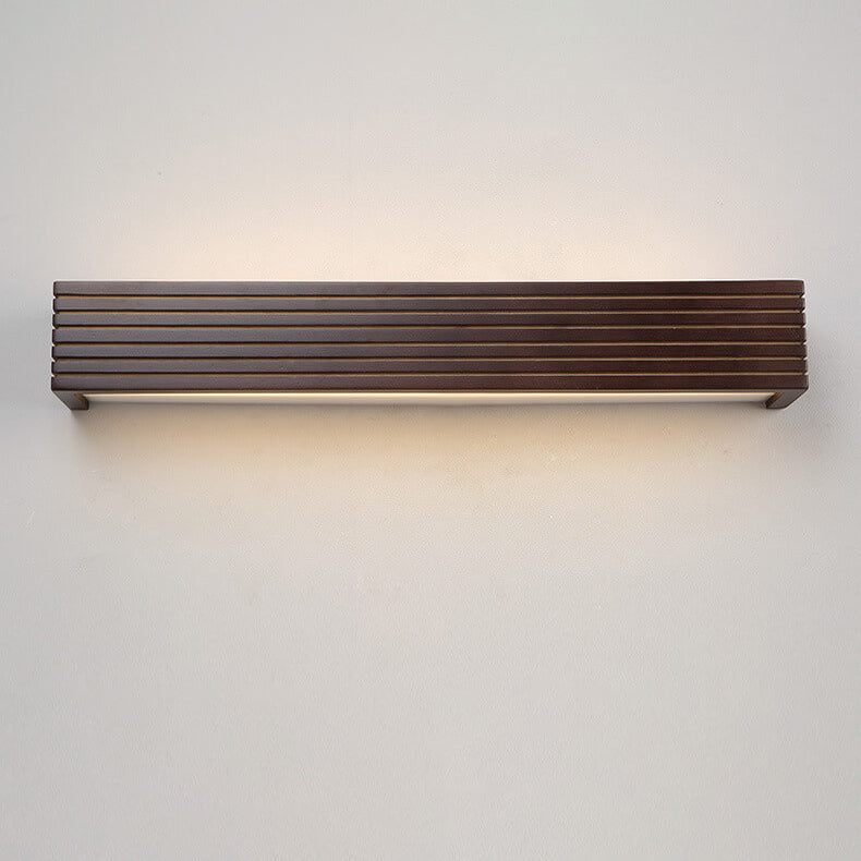 Chinese Walnut Square Bar Vanity LED Wall Sconce Lamp