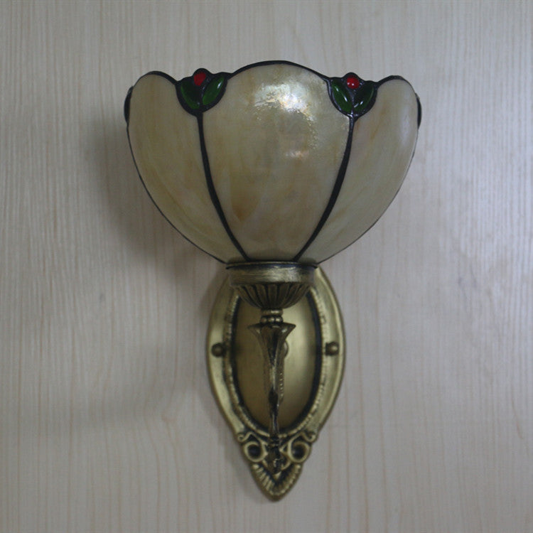 Tiffany Milk Yellow Glass Gem Bowl 1-Light Wall Sconce Lamp