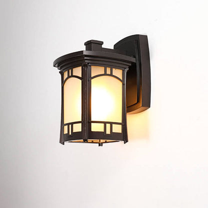 Square Carved 1-Light Outdoor Waterproof Wall Sconce Lamp