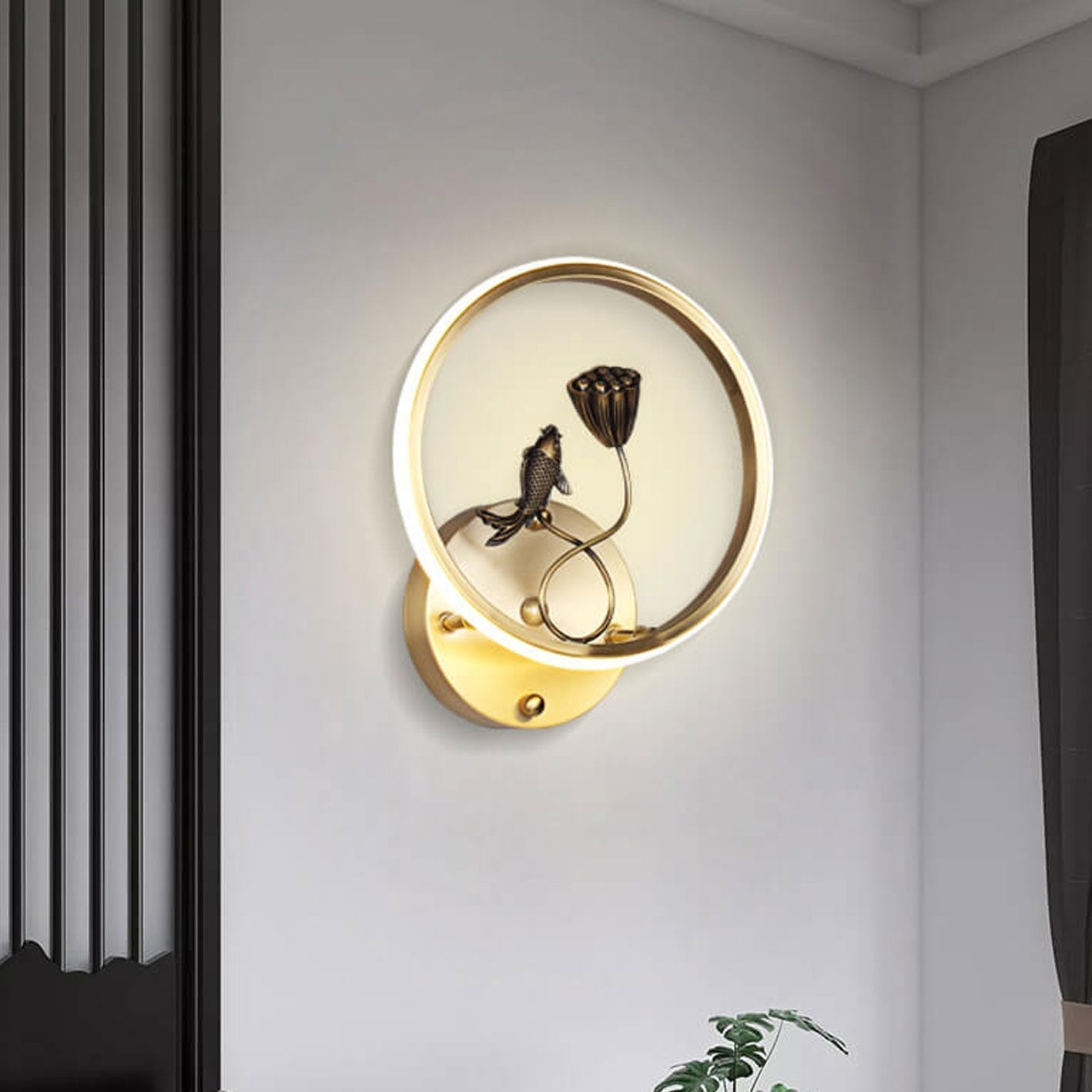 Chinese Lotus Pond Landscape Design LED Wall Sconce Lamp