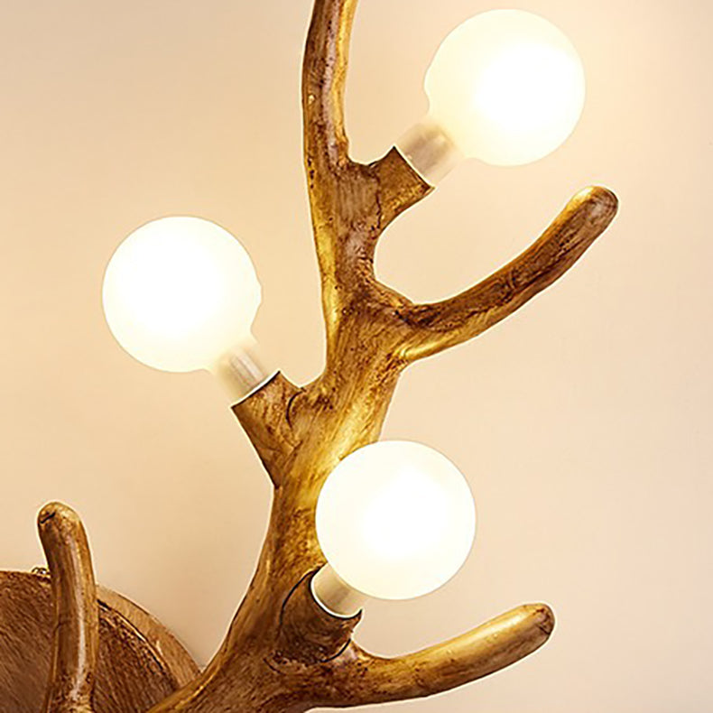 Resin Antler Branch Glass Shade 6-Light Wall Sconce Lamp