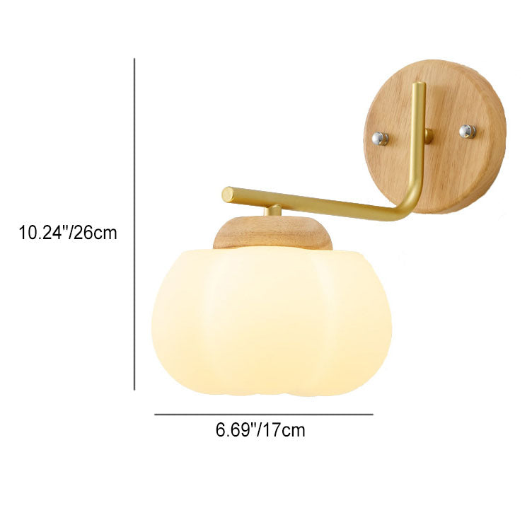 Japanese Wood Cotton PE Shade 1-Light Wall Sconce Lamp