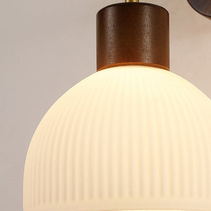 Japanese Glass Semicircle Shade 1-Light Wall Sconce Lamp