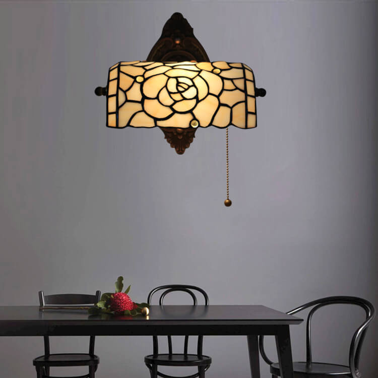 Tiffany Floral Stained Glass 1-Light Wall Sconce Lamp