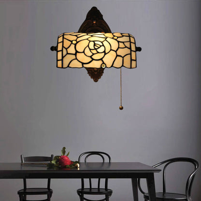 Tiffany Floral Stained Glass 1-Light Wall Sconce Lamp