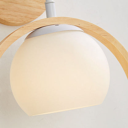 Scandinavian Bird Round Wood Glass 1-Light Wall Sconce Lamp