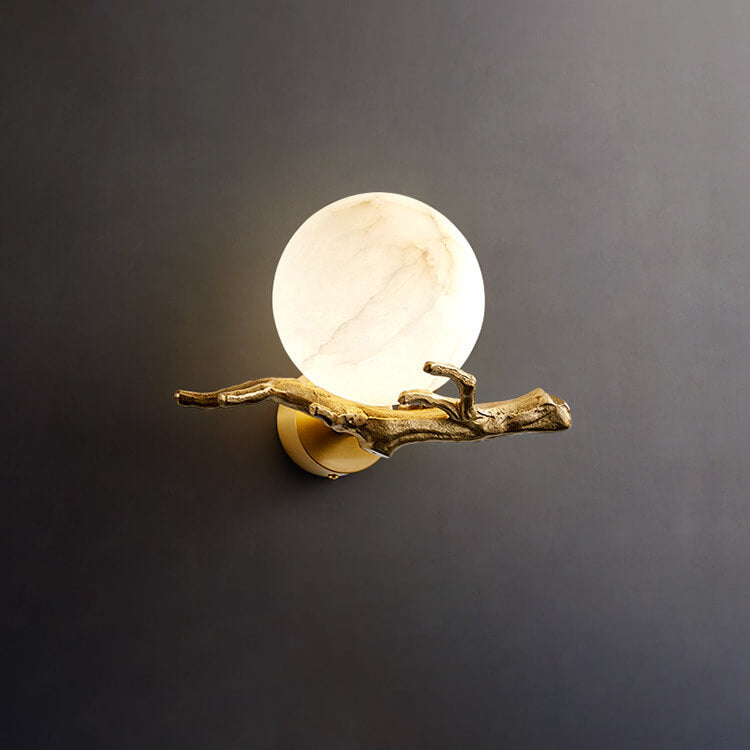 Luxury Brass Lucite Tree Branch 1-Light Wall Sconce Lamp