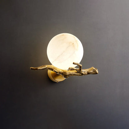 Luxury Brass Lucite Tree Branch 1-Light Wall Sconce Lamp