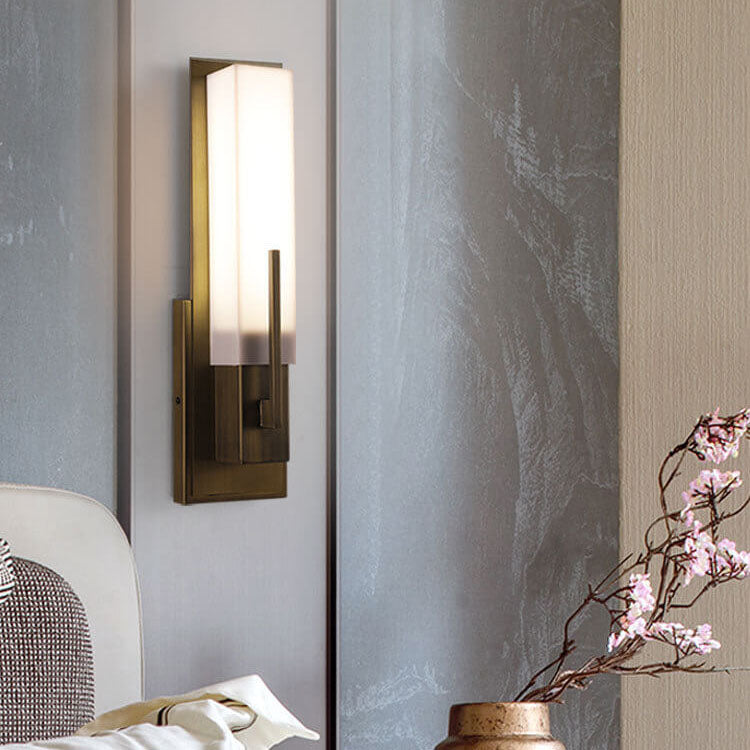 Chinese Iron Frame Cuboid Acrylic LED Wall Sconce Lamp