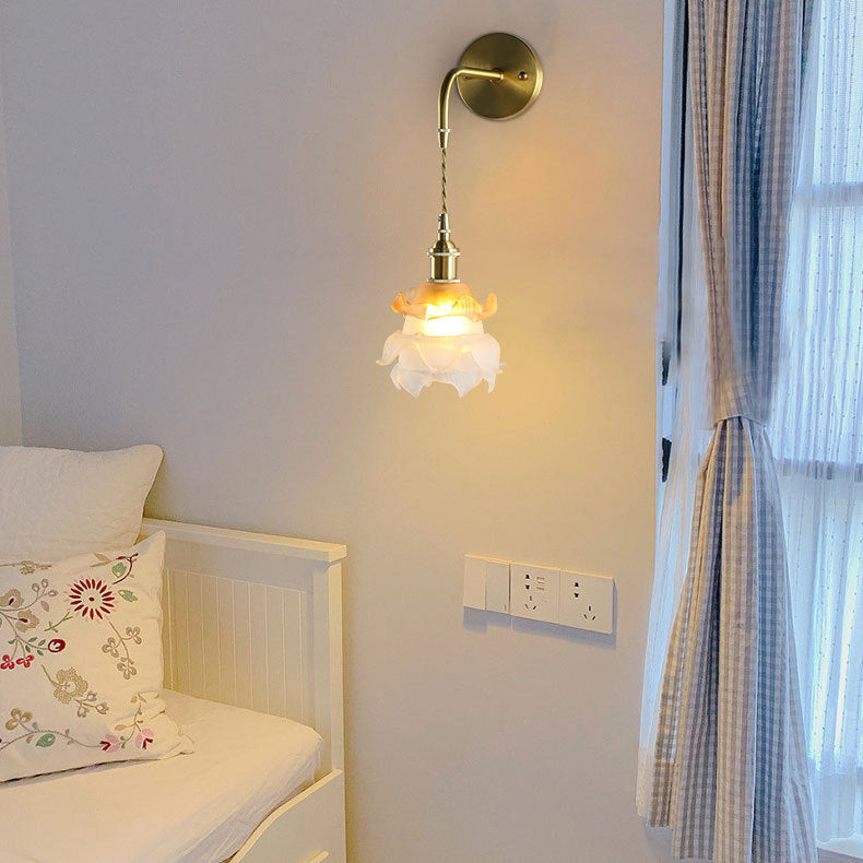 French Cylinder Ball Copper Glass 1-Light Wall Sconce Lamp