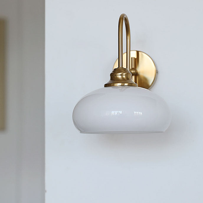 Nordic Round Dome Iron Glass 1-Light Wall Sconce Lamp