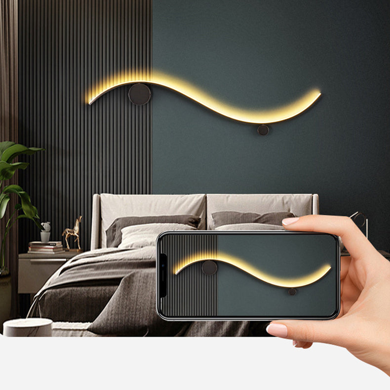 Copper Silicone Line Wave Circle LED Wall Sconce Lamp