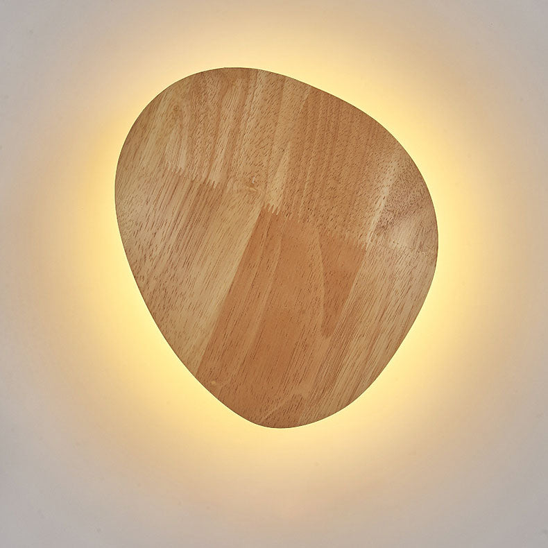 Minimalist Round Irregular Oval Wood LED Wall Sconce Lamp