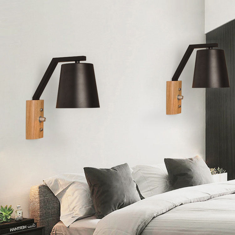 Nordic Solid Wood Cylindrical 1-Light Wall Sconce Lamp