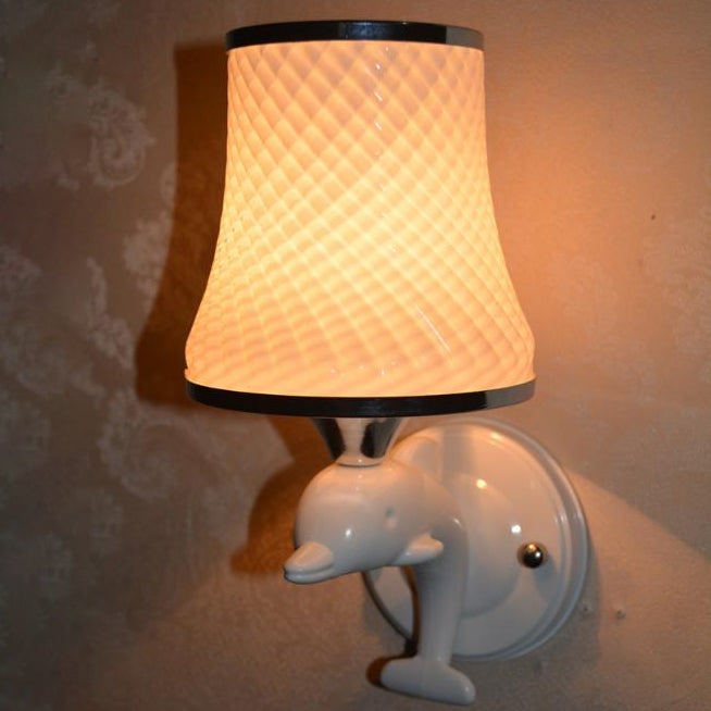 Glass Dolphin Decoration Design 1-Light Wall Sconce Lamp