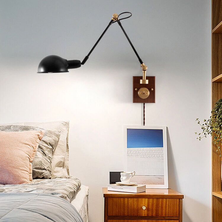 Japanese Iron Shade Rotating 1-Light Wall Sconce Lamp