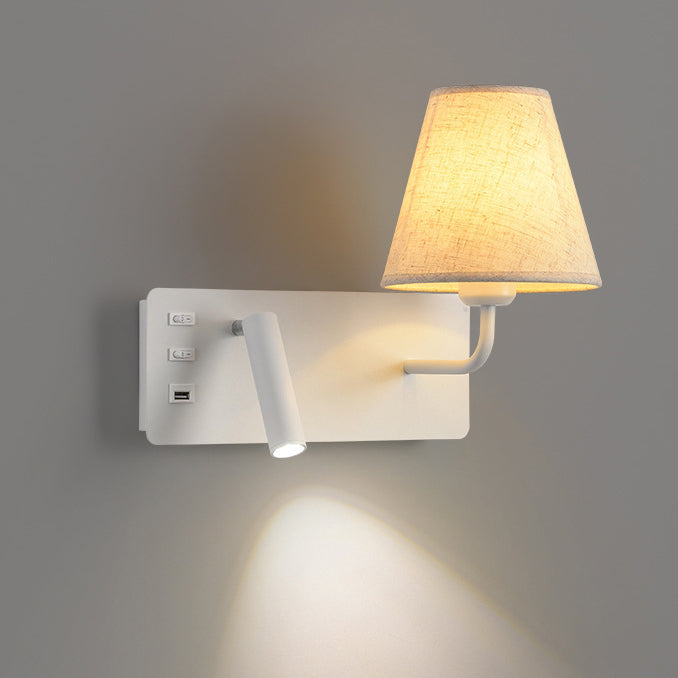 Simplicity Aluminum Fabric Cone 1-Light Wall Sconce Lamp