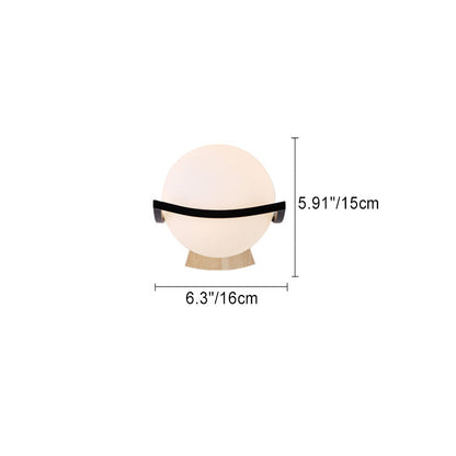 Minimalist Spherical Wood Glass 1-Light Wall Sconce Lamp