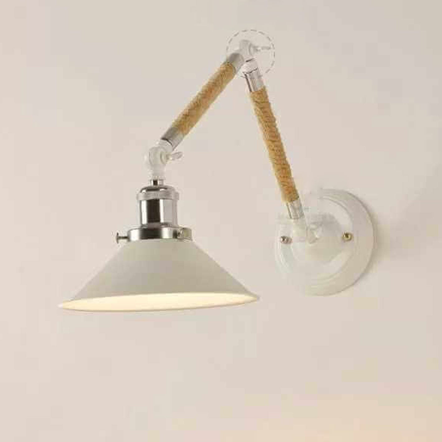 Vintage Twine Woven Cone Shade 1-Light Wall Sconce Lamp