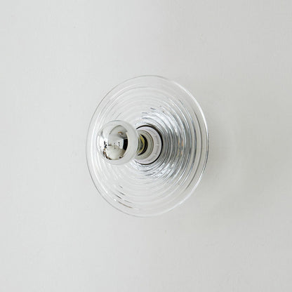 Art Deco Wave Pattern Round Glass 1-Light Wall Sconce Lamp