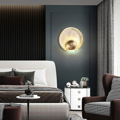 Modern Luxury Round Glass Copper LED Wall Sconce Lamp